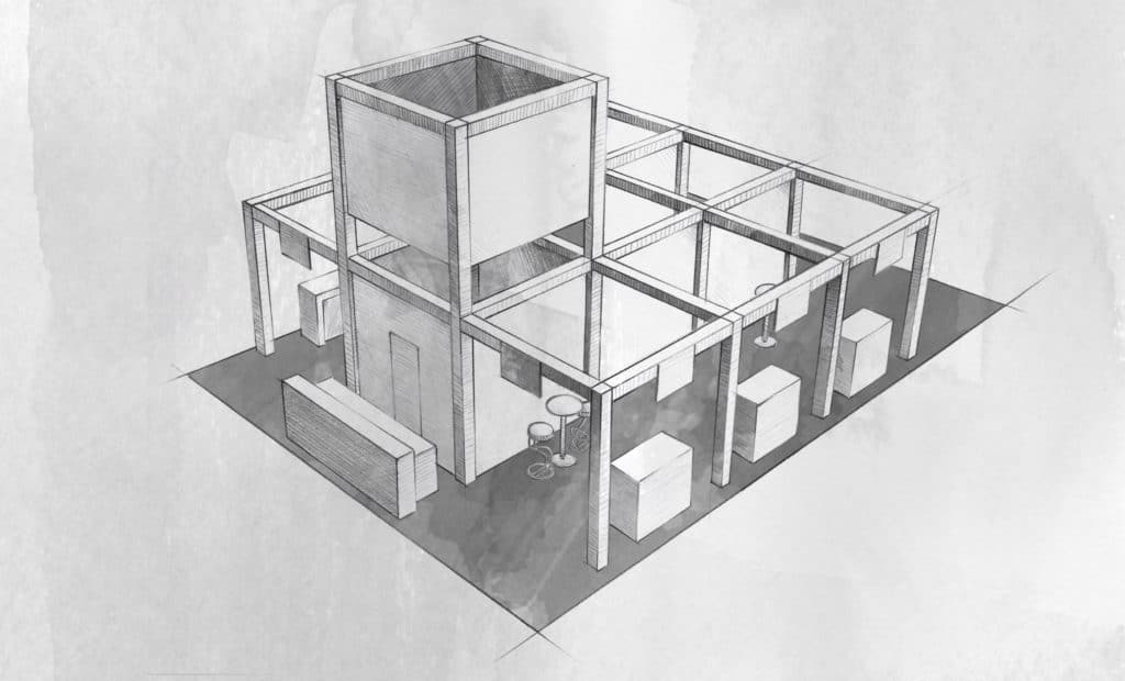 Skizze Standbau Gemeinschaftsstand