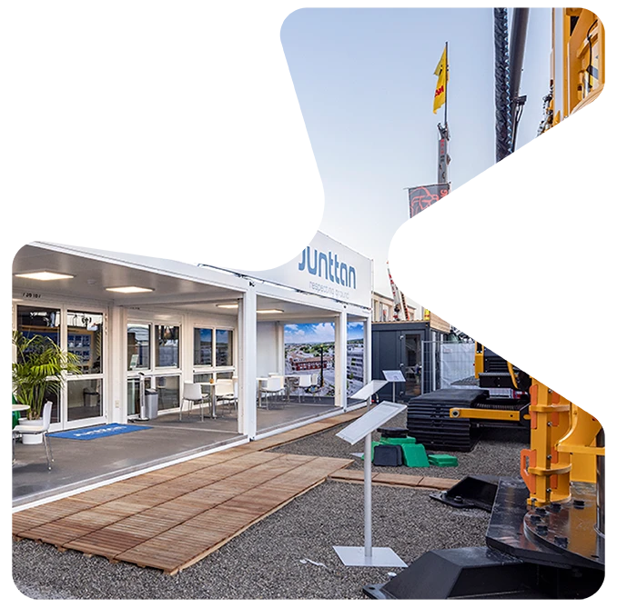 Messebau Lösung von Fairfellows für Freigelände mit Container- und Außenbereichskonzept